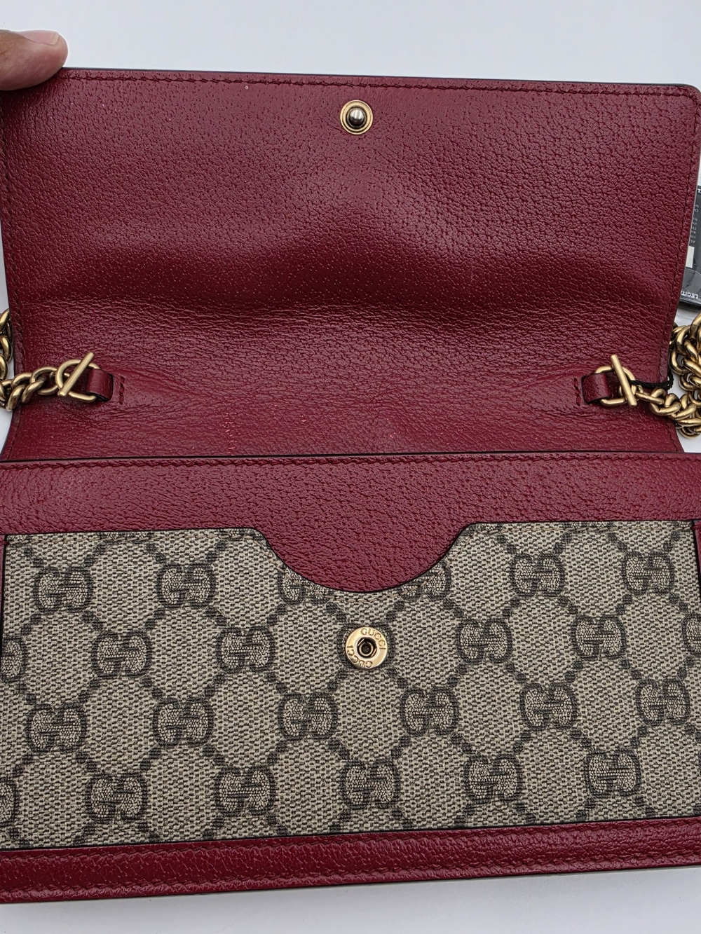 GUCCI GG Supreme Monogram Web Queen Margaret WOC Hibiscus Red Auth w/COA - Picture 8 of 16